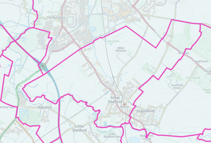 Great Shelford Parish Boundary Map